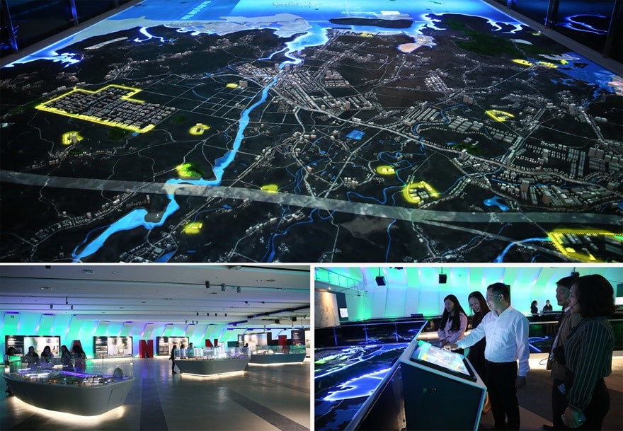 Third-floor area of the dolphin palace showcasing the urban planning of Ha Long City and Quang Ninh Province