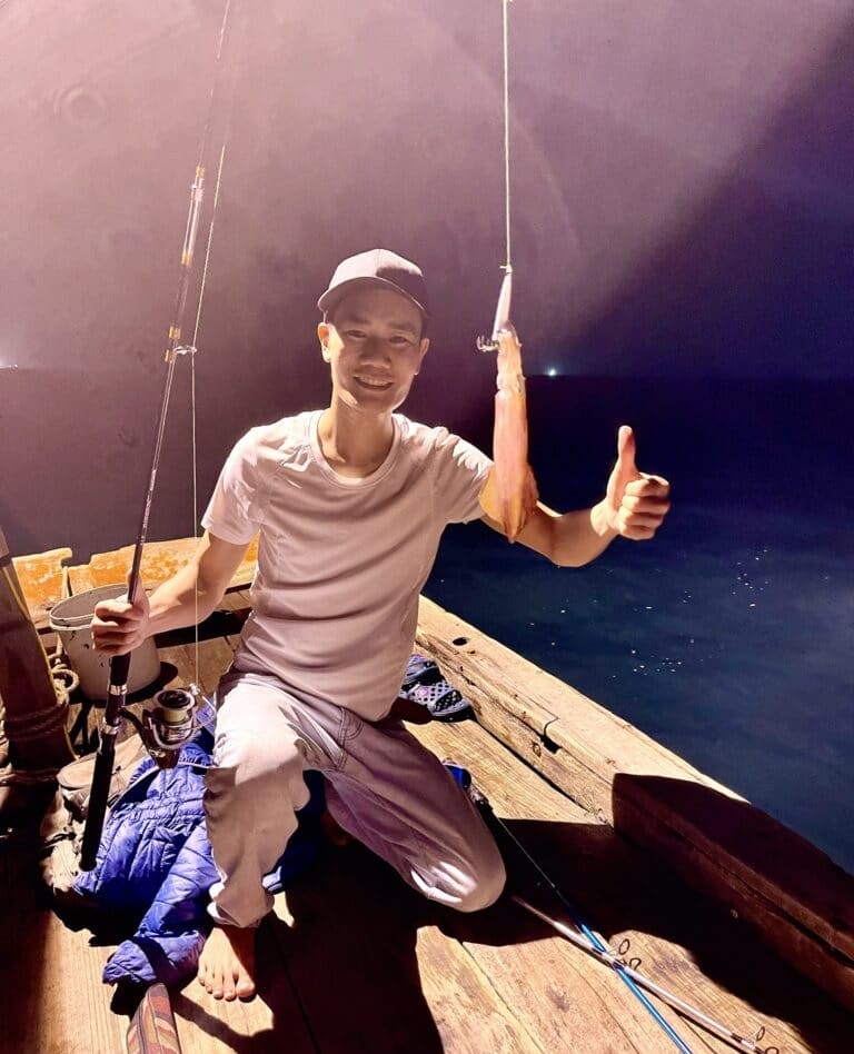 Night squid jigging is a delightful and unique experience