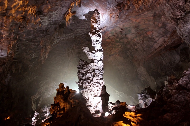 Gigantic stone pillar inside Dau Go Cave
