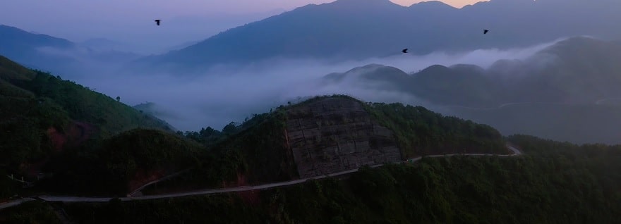 The border patrol road leading to Landmark 1297 in the morning
