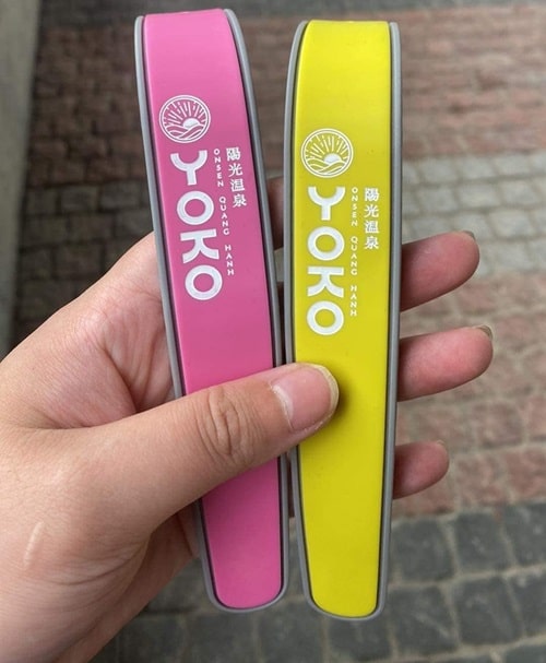 Check-in wristband watch at Yoko Onsen Quang Hanh