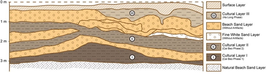 FIGURE 2. Trench profile of the south wall of H3, Cai Beo site (1973 excavation).