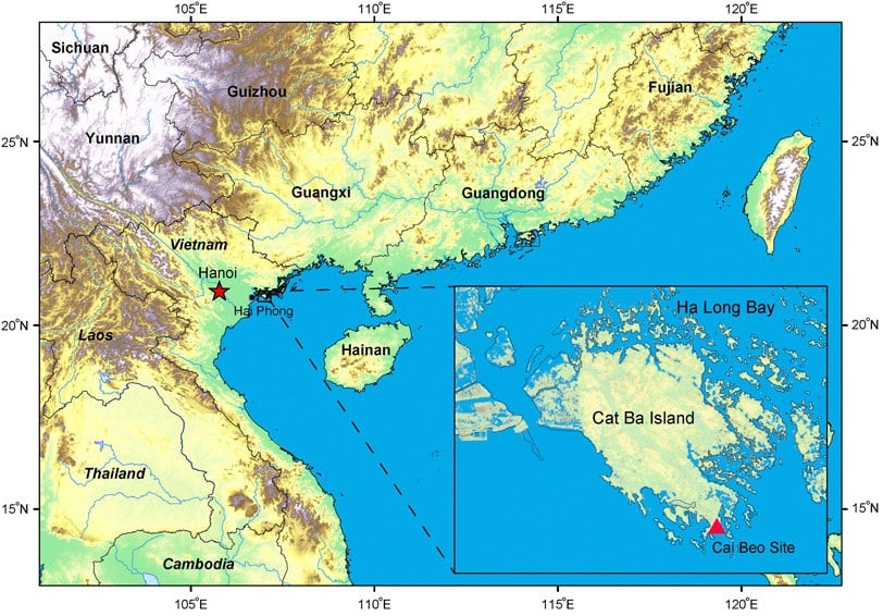 FIGURE 1. Location of the Cai Beo area. The site is indicated by a red triangle.