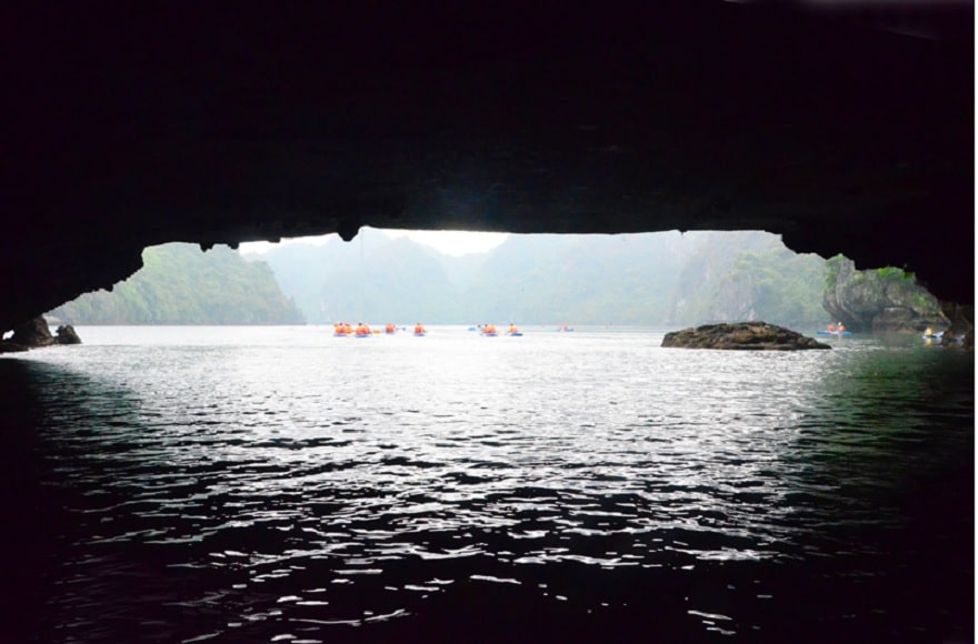 To reach the next lake, visitors must navigate through the tunnel connecting the two bodies of water