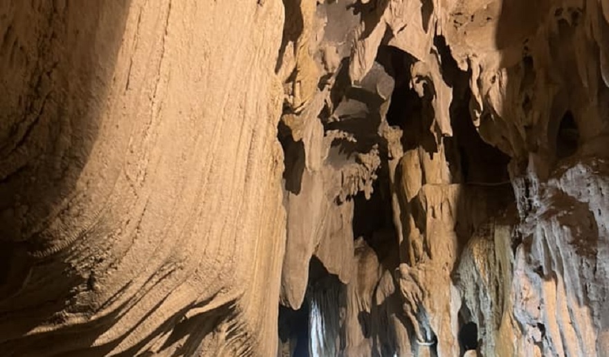 Massive stalactite systems inside Trung Trang Cave