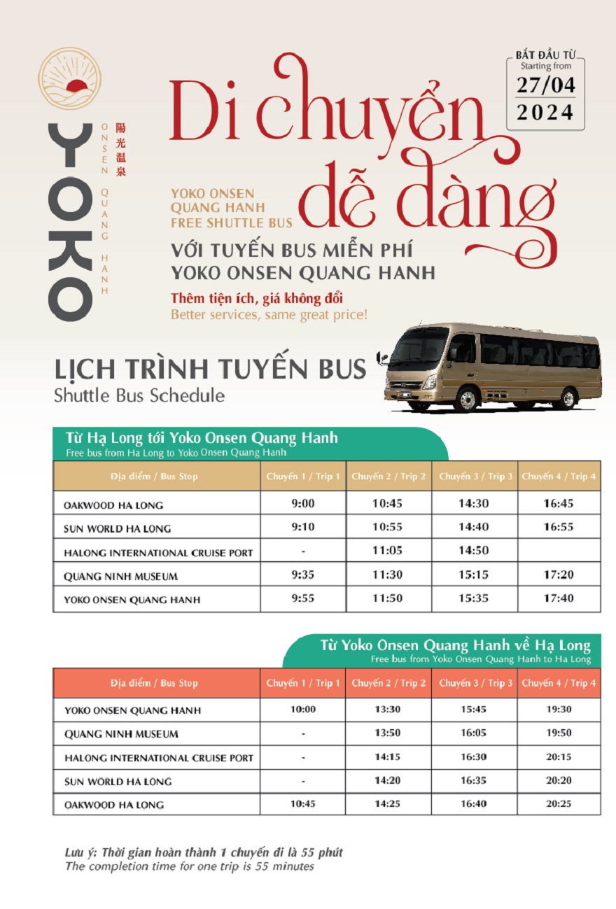 Ha Long - Yoko Onsen Quang Hanh Shuttle Schedule