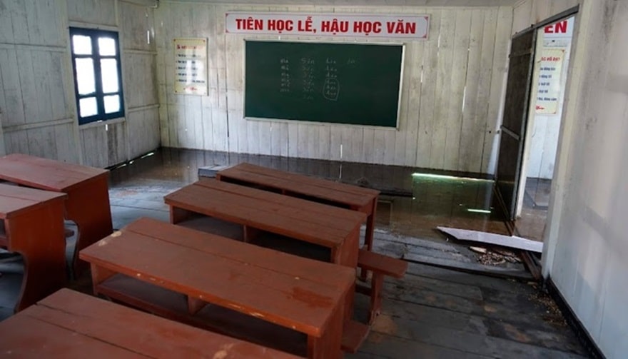The classroom at Vung Vieng fishing village is severely dilapidated and awaiting repairs