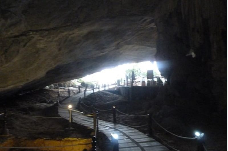The cave mouth and pathway leading inside