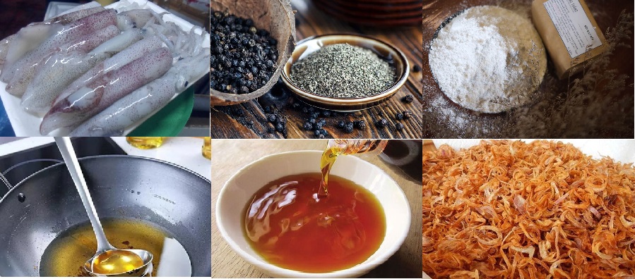 Essential ingredients for preparing Ha Long squid cakes