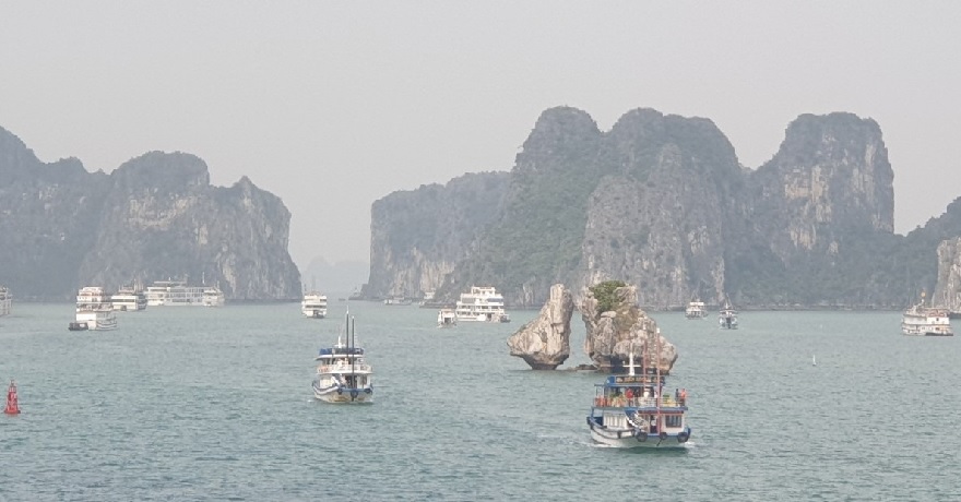 Viewing Hon Ga Choi (Trong Mai) from a sightseeing cruise