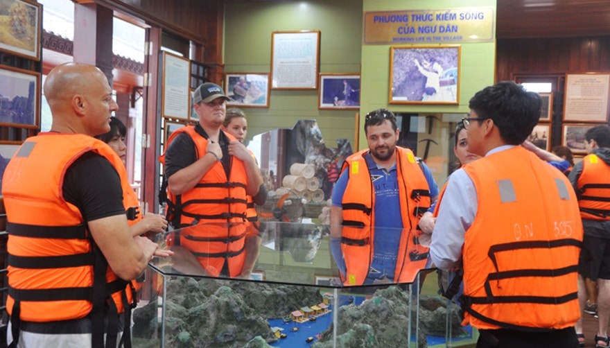 Historical displays at the Cua Van Floating Cultural Center