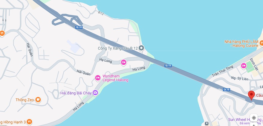 Location of Bai Chay Bridge on Google Maps