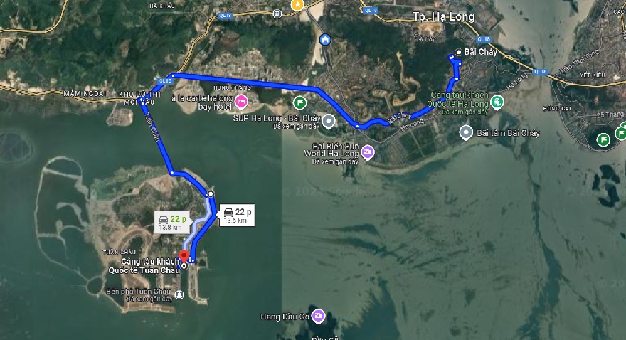 Location of Tuan Chau International Passenger Port