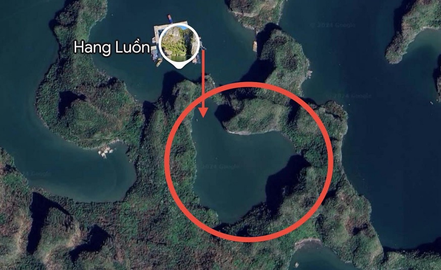 Aerial view of Luon Cave's location