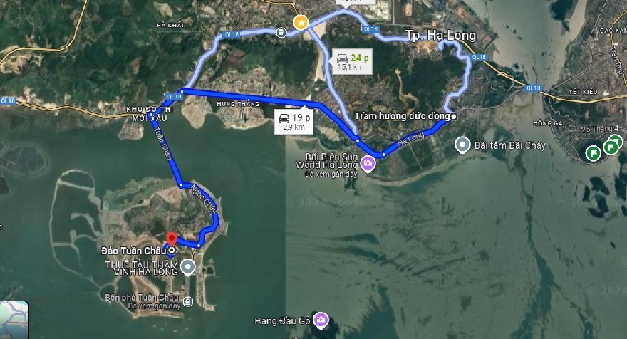 Location of Tuan Chau Island on Google Maps