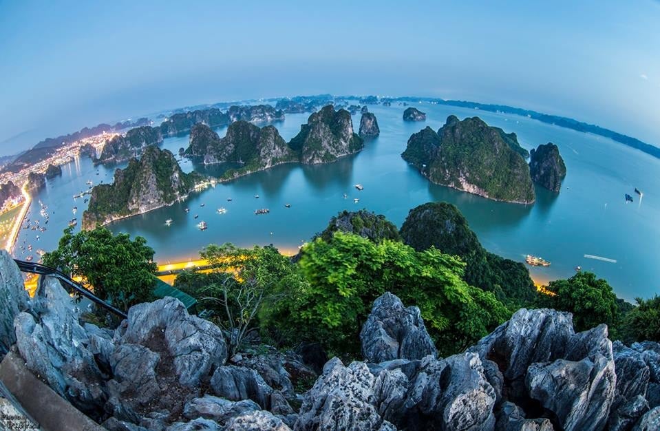 Panoramic view of Ha Long from the summit of Poem Mountain