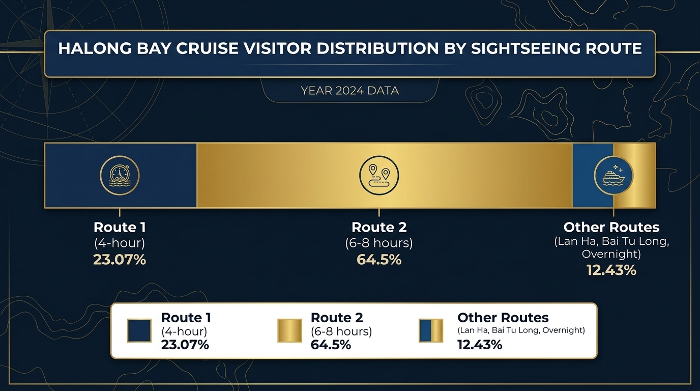 Chart showing the proportion of Halong Bay visitors across different routes