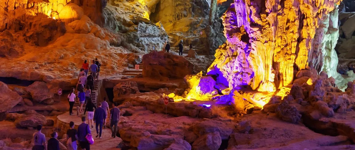 Explore Sung Sot Cave, one of the most magnificent caves in Halong Bay during the 8-hour tour