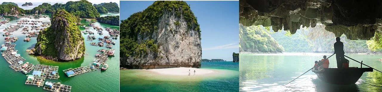 Cai Beo Fishing Village, Ba Trai Dao Beaches, and Dark and Bright Cave are the 3 most prominent destinations in Lan Ha Bay