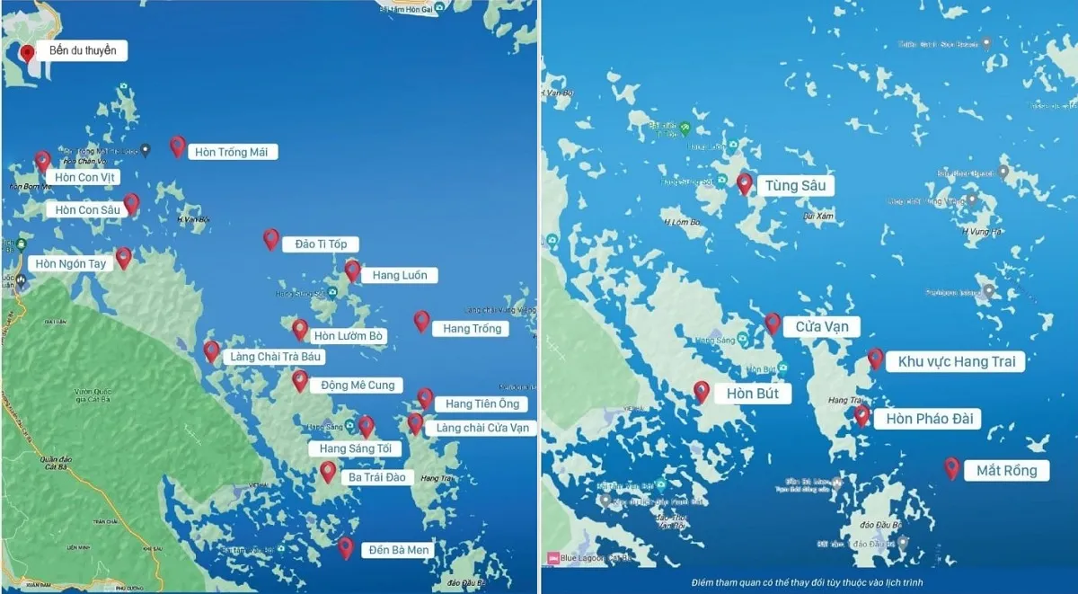 Excerpt of two optional itineraries for private yacht charter travelers